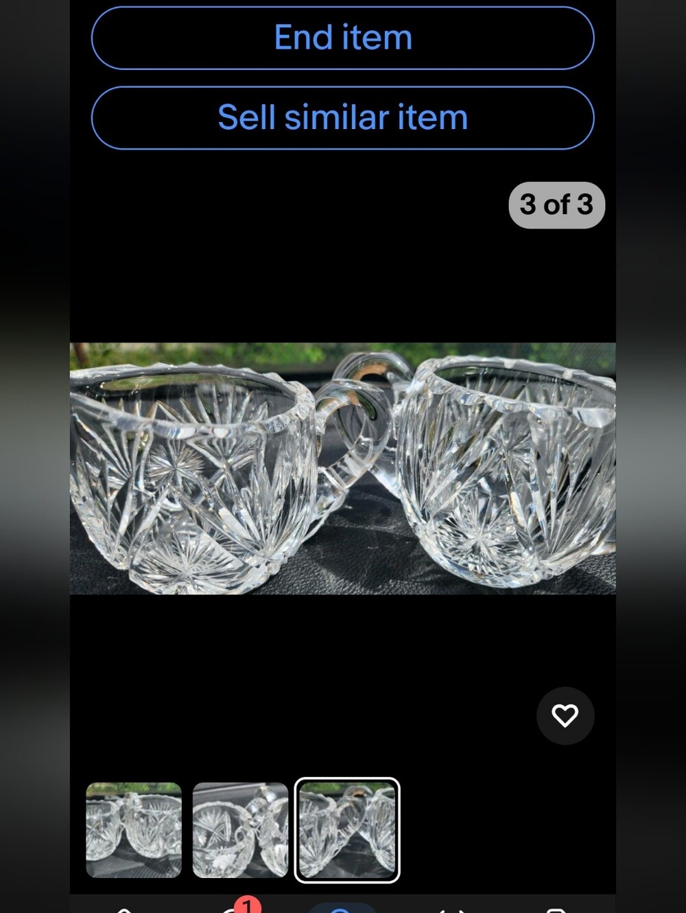 Antique American Brilliant Period (ABP) cut crystal creamer and sugar bowl
